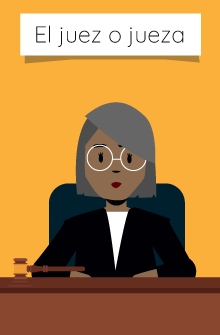 tarjeta con dibujo de jueza con enlace a más detalles sobre su rol