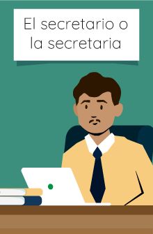 tarjeta con dibujo de secretario con enlace a más detalles sobre su rol